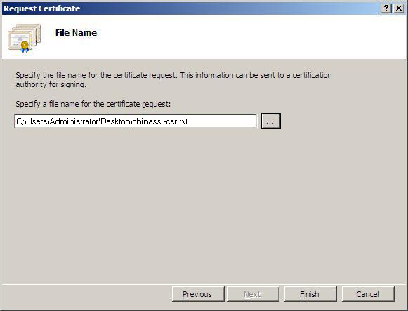 Windows Server 2008 IIS 7.0 - 生成CSR文件步骤图